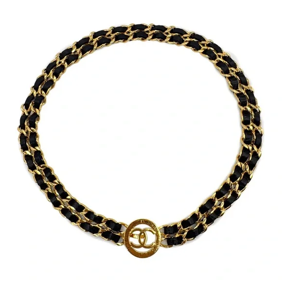 Authentic NEW CHANEL leather gold vintage belt 65cm - Picture 2 of 8